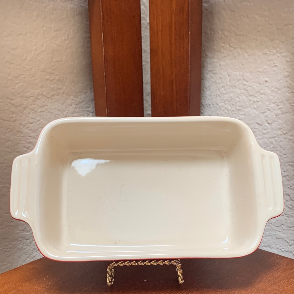 Le Creuset Red and Cream Rectangular Stoneware Baking Dish